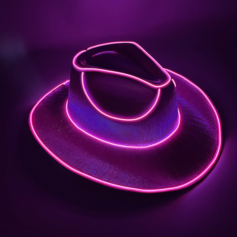 Sombrero intermitente de vaquero colorido fluorescente inalámbrico LED para fiesta de Carnaval de Halloween