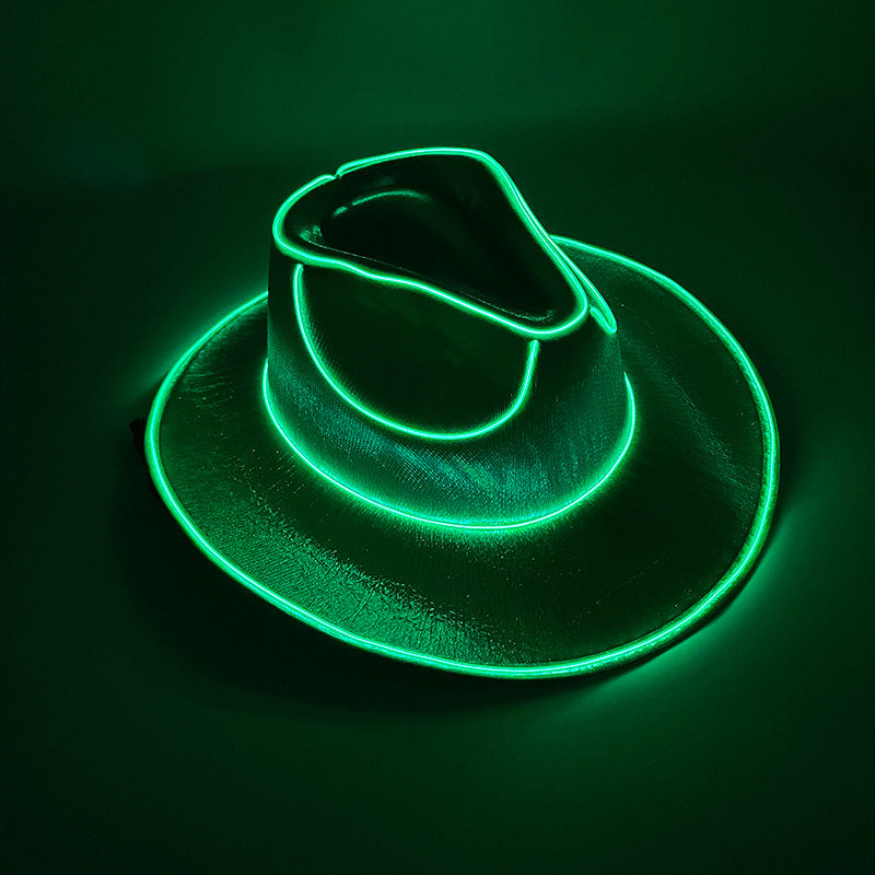 Halloween Carnival Party LED Wireless Fluorescent Colorful Cowboy Flashing Hat