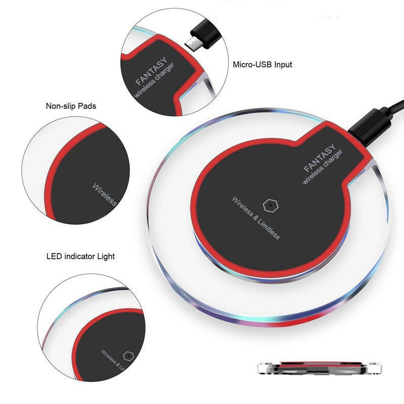 New Wireless Charging Dock Charger Crystal Round Charging Pad With Receiver For A-pple For Sanxing