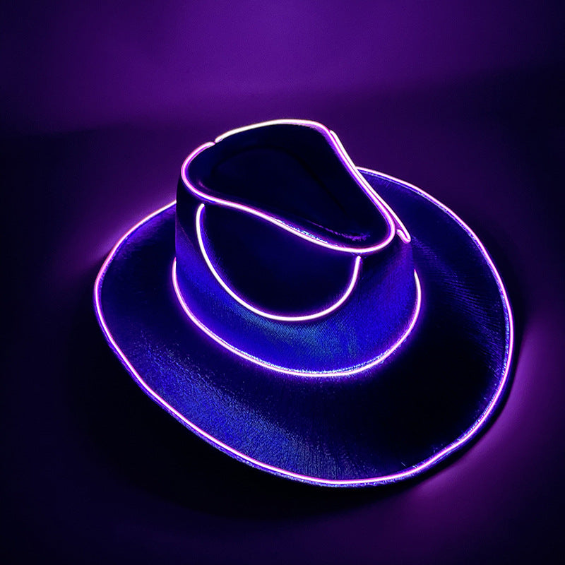 Sombrero intermitente de vaquero colorido fluorescente inalámbrico LED para fiesta de Carnaval de Halloween