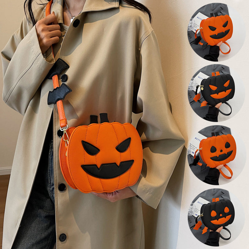 Bolsos de Halloween 2023, bolso de hombro tipo bandolera con dibujos de calabaza divertida y murciélago, bolso femenino creativo personalizado